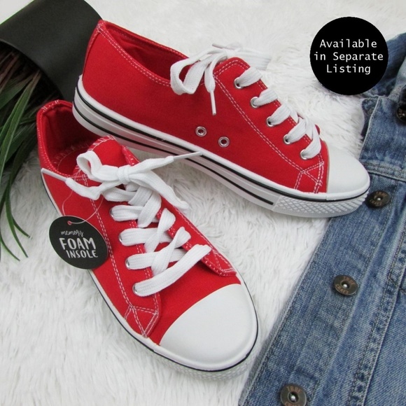 Streetwear Society Red Plaid Canvas Sneakers - Picture 8 of 8